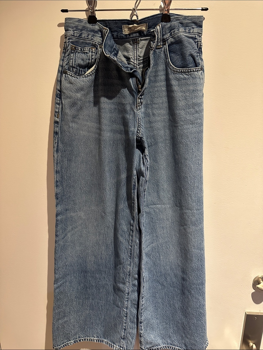 Madewell 25P Light Wash Straight Leg Wide Jeans